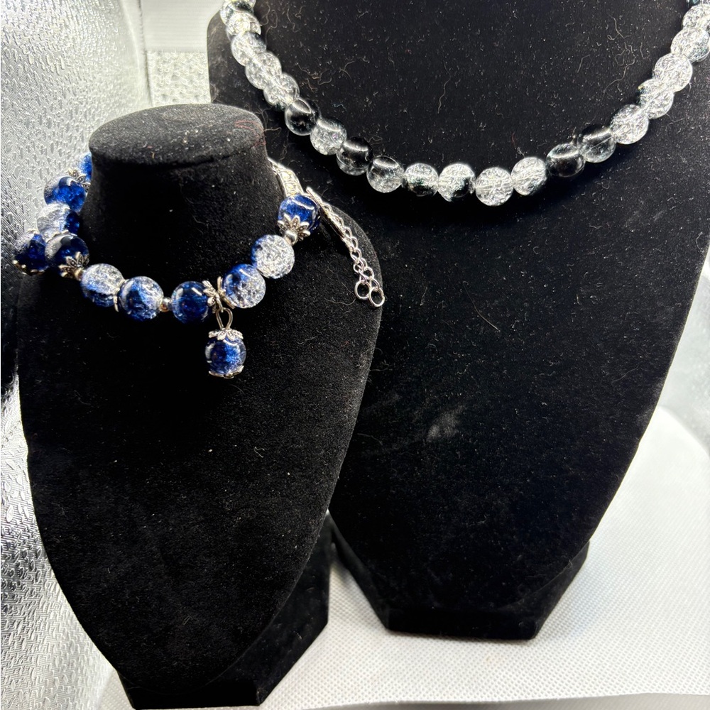 Necklace e and bracelet to match .